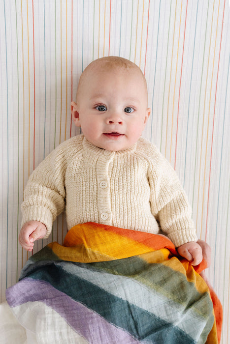 Clementine Kids Rainbow Stripe Crib Sheet