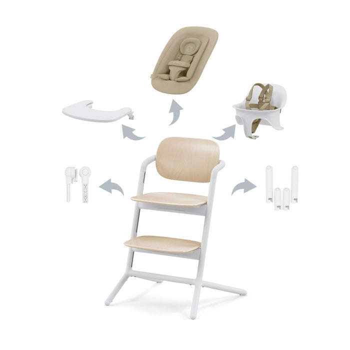 Cybex Lemo High Chair 4-in-1, Sand White, Complete Set