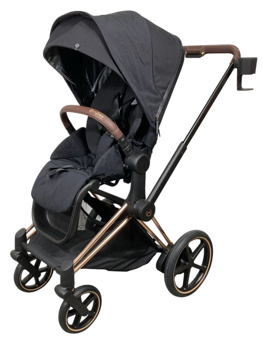Shop Cybex e-Priam2 Stroller, 2024, Deep Black, Rose Gold at GoodBuy Gear