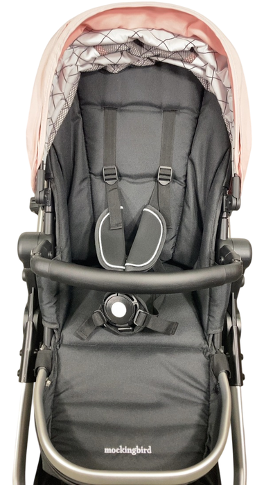Shop Mockingbird Single to Double 2.0 Stroller, Bloom, Windowpane, Silver With Black Leather, 2024 at GoodBuy Gear