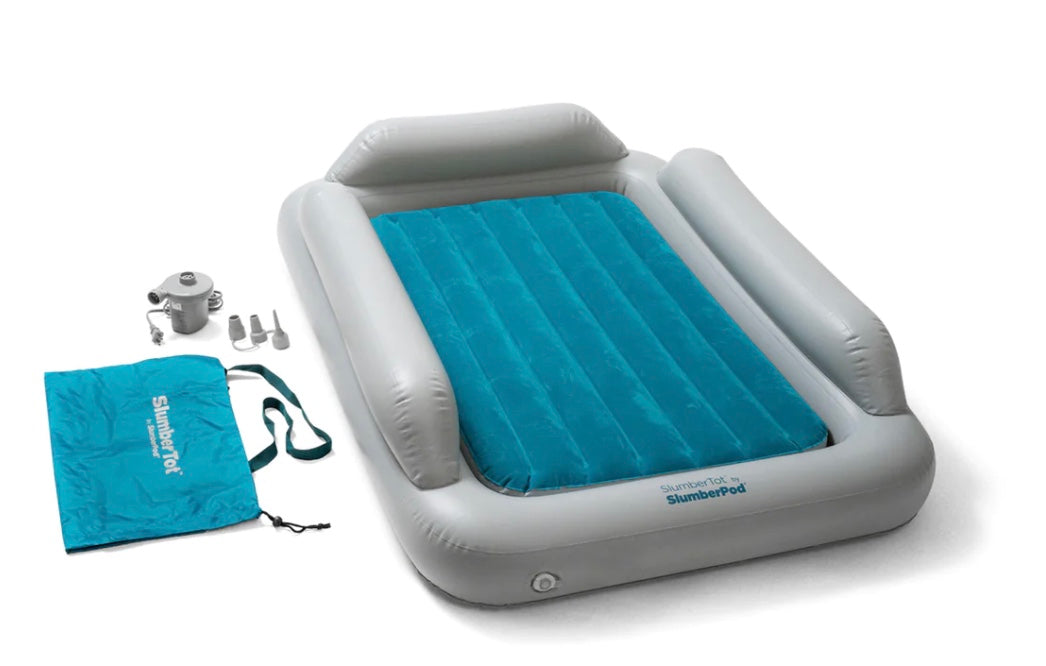 SlumberPod SlumberTot Inflatable Toddler Bed, Gray/Teal