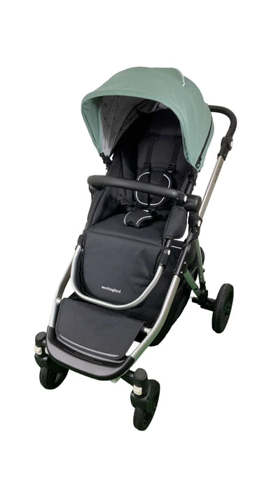 Mockingbird Single to Double 2.0 Stroller, 2025, Sage, Silver With Black Leather, Watercolor Drops