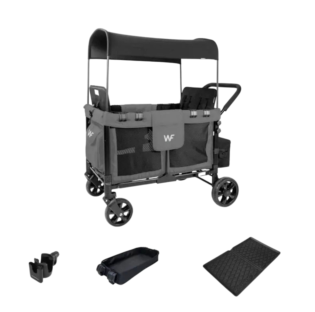 wonderfold w4 original quad stroller wagon Wonderfold W4 Original Stroller Wagon Bundle, Light Grey