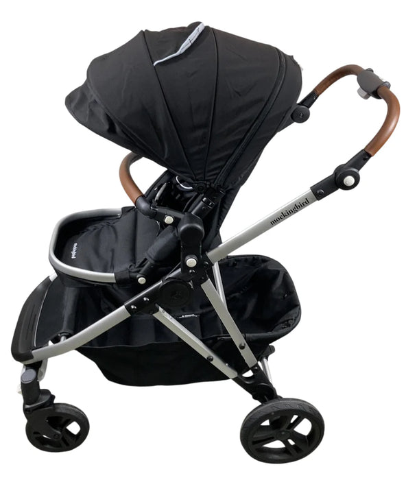 Mockingbird Single to Double 2.0 Stroller, 2024, Black, Silver With Penny Leather, Windowpane