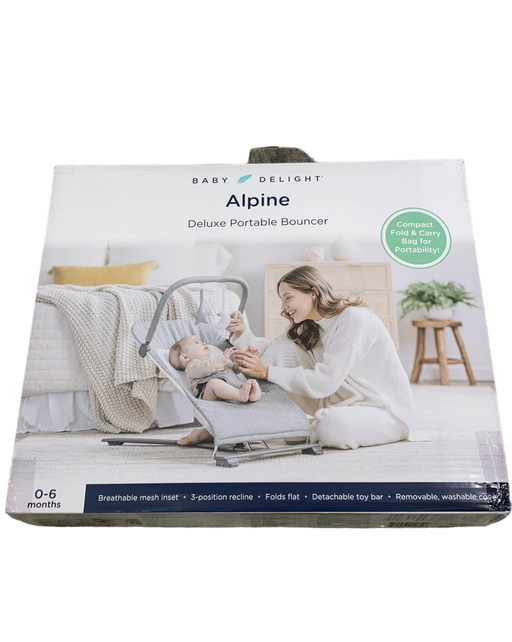 used Baby Delight Go With Me Alpine Deluxe Portable Bouncer, Charcoal