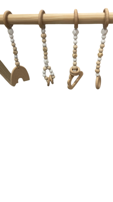 Shop Poppyseed Play Wooden Baby Gym, Natural Wood w/ White Toys at GoodBuy Gear