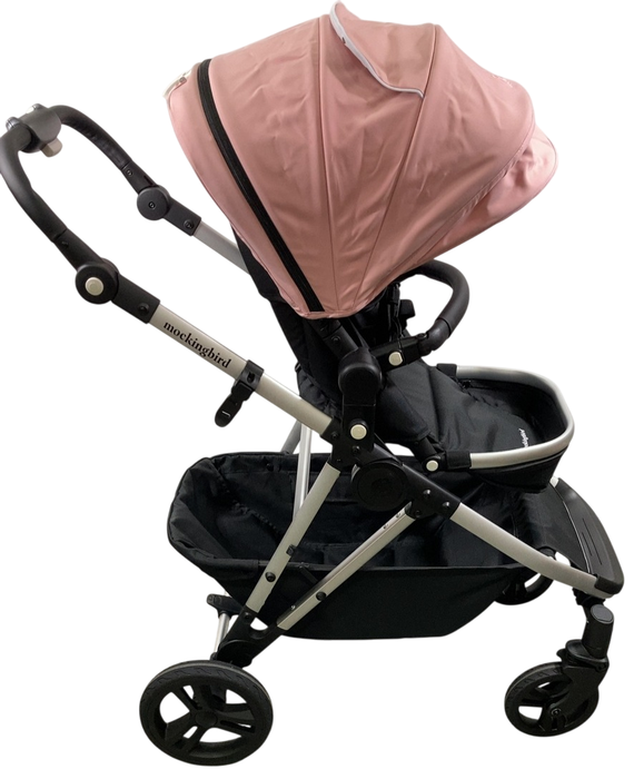 Shop Mockingbird Single to Double 2.0 Stroller, 2024, Bloom, Silver With Black Leather, Watercolor Drops at GoodBuy Gear