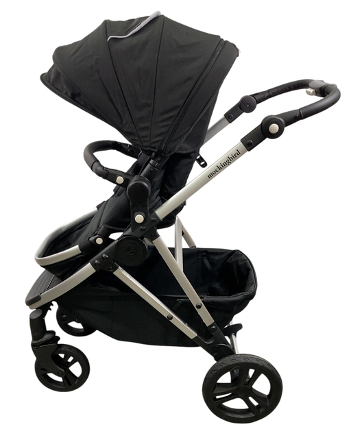 Shop Mockingbird Single 2.0 Stroller, 2024, Black, Silver With Black Leather, Windowpane at GoodBuy Gear