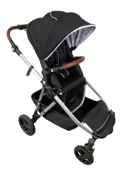 Mockingbird Single to Double Stroller, 2022, Silver with Penny Leather, Black , Windowpane