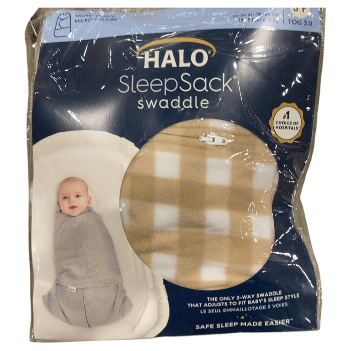 Shop Halo Micro-Fleece SleepSack, Gingham Tan, Small at GoodBuy Gear