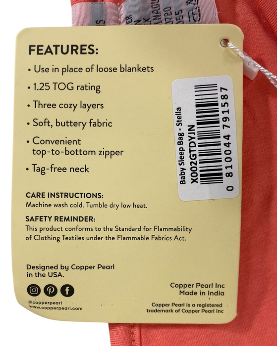 Shop Copper Pearl Sleep Bag, Stella, 6-12 Months, 1.25 TOG at GoodBuy Gear