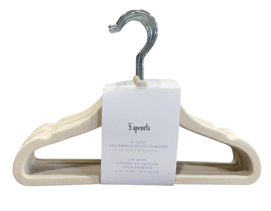 Shop 3 Sprouts Velvet Baby Hangers, 15 Pack, Cream at GoodBuy Gear