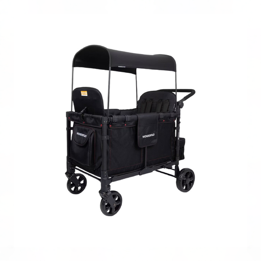 Shop Wonderfold W4 Elite Stroller Wagon, 2025, Black with Red Stitching at GoodBuy Gear