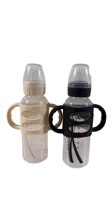 Shop Dr. Brown's Milestones Sippy Spout Bottle with Silicone Handles, 8oz, 2 Pack, Narrow-Neck, Black/Ecru at GoodBuy Gear