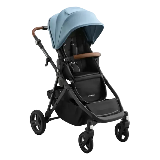 Shop Mockingbird Single to Double 3.0 Stroller, 2025, Charcoal with Penny Leather, Stone Blue Solid at GoodBuy Gear