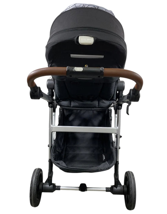 Mockingbird Single to Double 2.0 Stroller, 2024, Black, Silver With Penny Leather, Windowpane