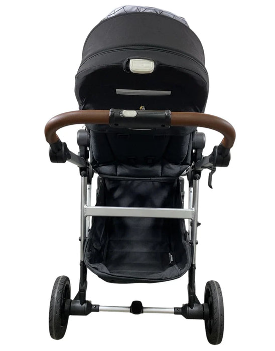 Mockingbird Single to Double 2.0 Stroller, 2024, Black, Silver With Penny Leather, Windowpane