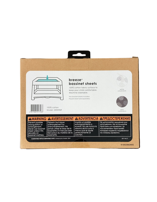Shop 4moms Breeze Cotton Bassinet Sheet, 2 Pack, White & Grey Crosshatch at GoodBuy Gear