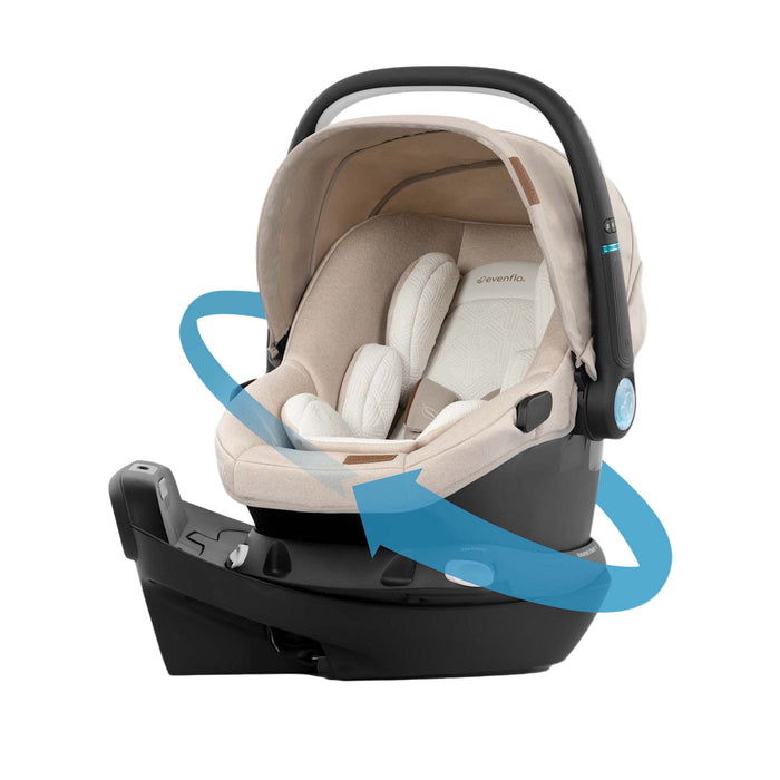 Evenflo Shyft Intuiti Travel System with Revolve180 LiteMax NXT Rotational Infant Car Seat, Champagne, 2025, Plus w/ Sensor Safe and Sensory Soothe