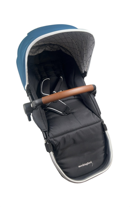 Shop Mockingbird 2nd Seat Kit with Extendable Canopy, Sea, Silver With Penny Leather, Windowpane at GoodBuy Gear