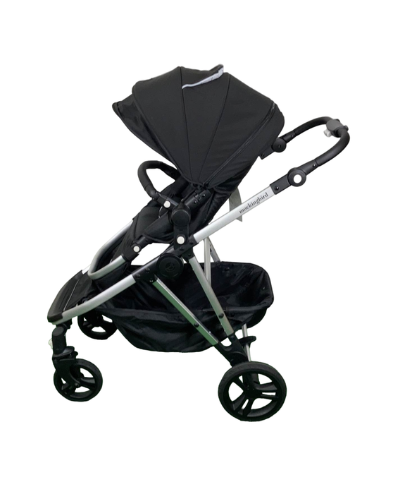 secondhand Mockingbird Single to Double Stroller, 2023, Matte Black with Matte Black Leather, Windowpane, Black