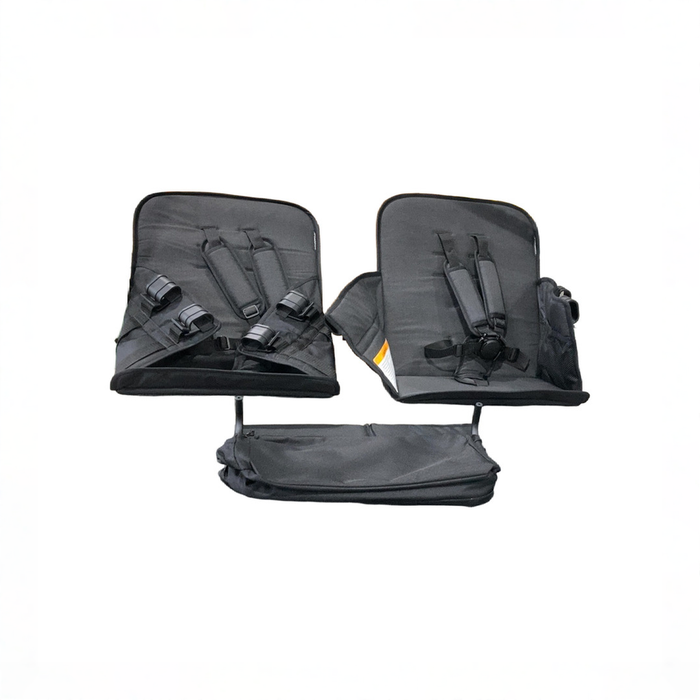 Shop Wonderfold W2 Luxe Multifunctional Double Stroller Wagon, 2025, Black Frame with Brown Handlebar, Volcanic Black Fabric at GoodBuy Gear