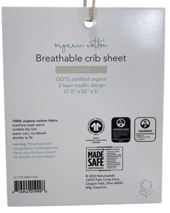 Shop Naturepedic Organic Cotton Crib Sheets, Cream at GoodBuy Gear