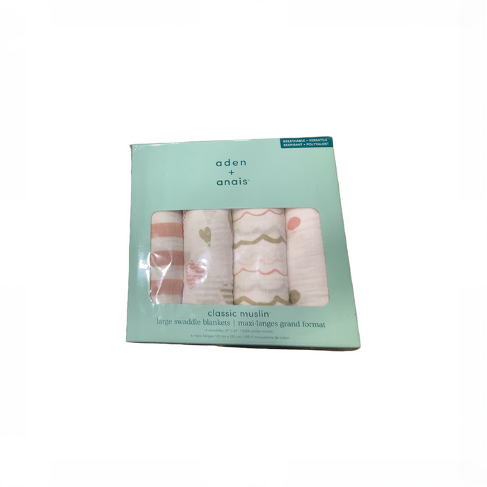 Shop Aden + Anais Cotton Muslin Swaddles Pack of 4, Heart Breaker at GoodBuy Gear