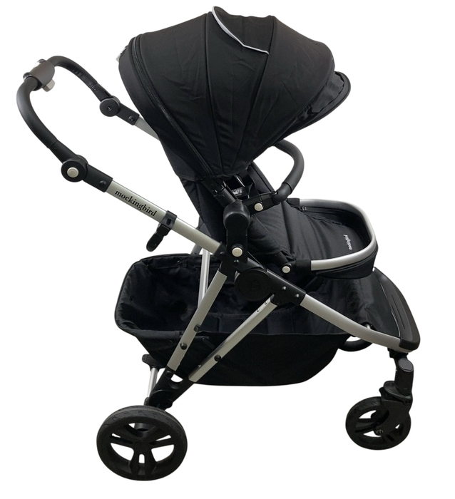 Shop Mockingbird Single to Double 2.0 Stroller, 2024, Black, Silver With Black Leather, Watercolor Drops at GoodBuy Gear