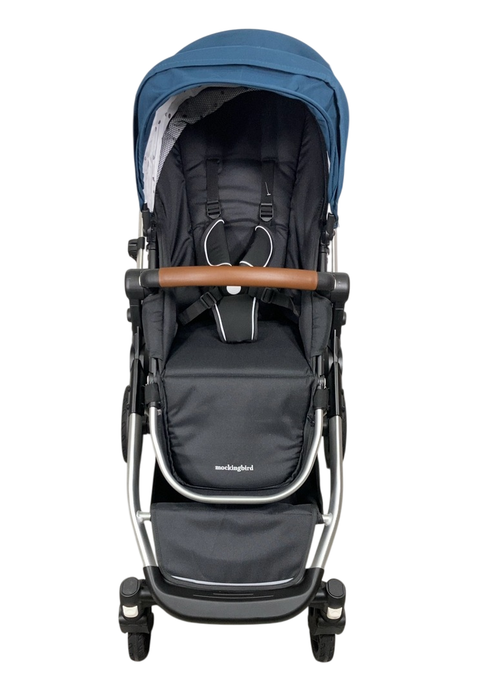 Shop Mockingbird Single to Double 2.0 Stroller, 2024, Sea, Silver With Penny Leather, Watercolor Drops at GoodBuy Gear
