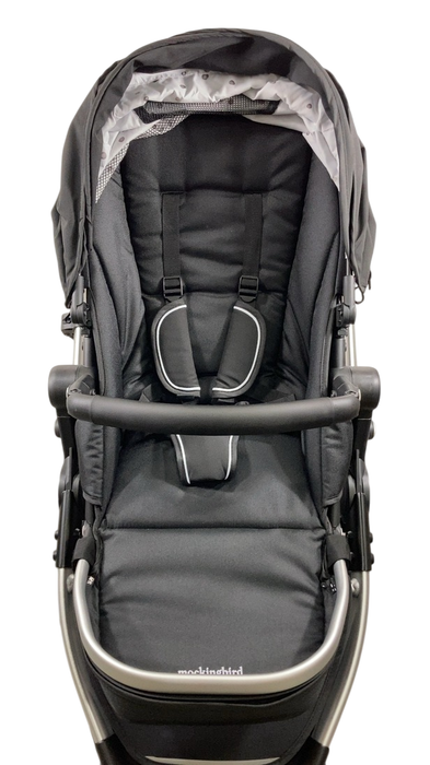 Shop Mockingbird Single 2.0 Stroller, 2024, Black, Silver With Black Leather, Watercolor Drops at GoodBuy Gear