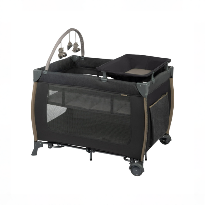 Shop Monbebe Play Yard with Full-Size Rocking Bassinet, Castle Point at GoodBuy Gear