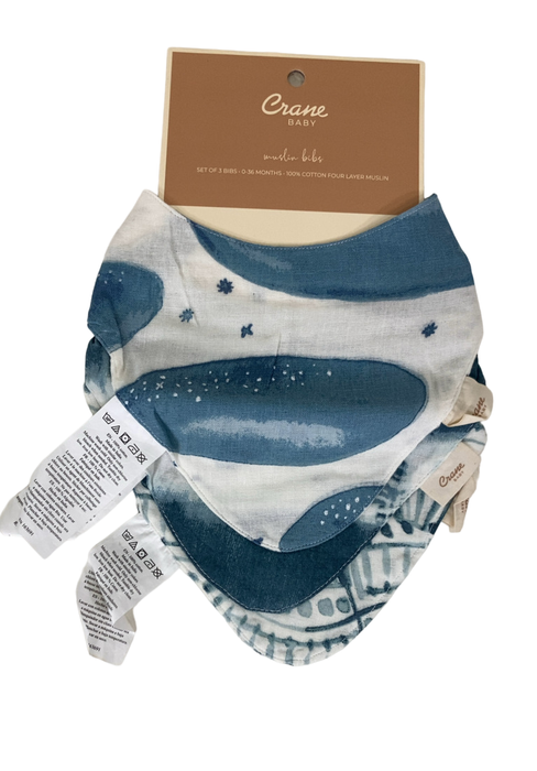 Shop Crane Baby Muslin 3 Piece Bib Set, Caspian at GoodBuy Gear