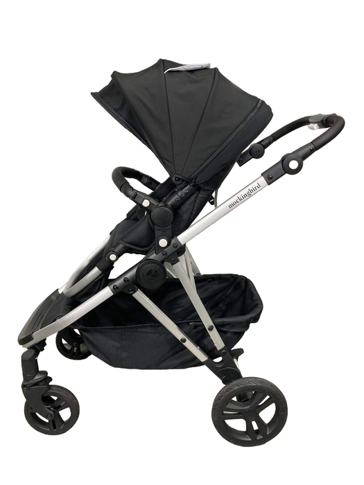 secondhand Mockingbird Single to Double 2.0 Stroller, 2024, Silver with Black Leather, Watercolor Drops, Black