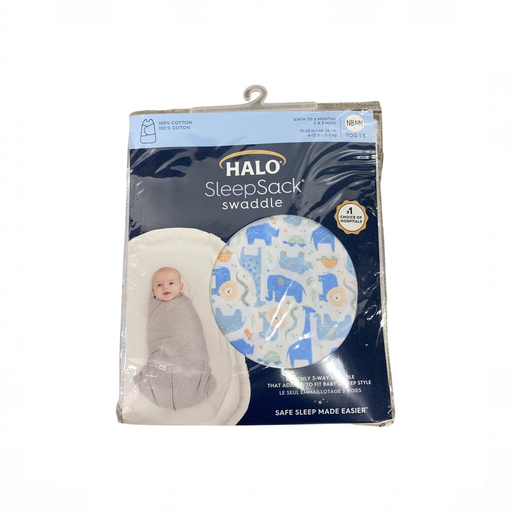 Shop Halo SleepSack Swaddle, Blue Safari Animals, Newborn at GoodBuy Gear
