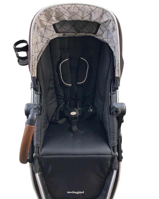 used Mockingbird Single Stroller, 2023, Black, Windowpane, Silver With Penny Leather