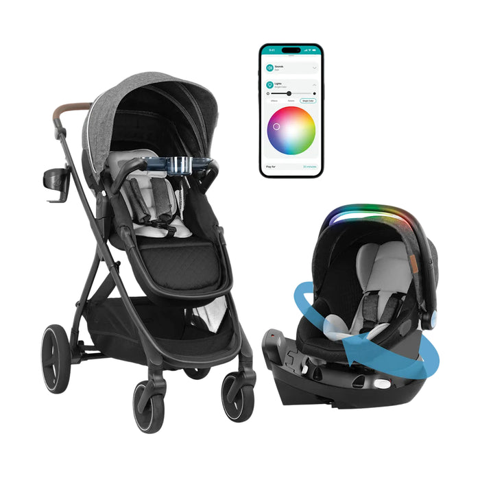 Shop Evenflo Shyft Intuiti Travel System with Revolve180 LiteMax NXT Rotational Infant Car Seat, 2024, Angler Tweed, Plus w/ Sensory Soothe at GoodBuy Gear