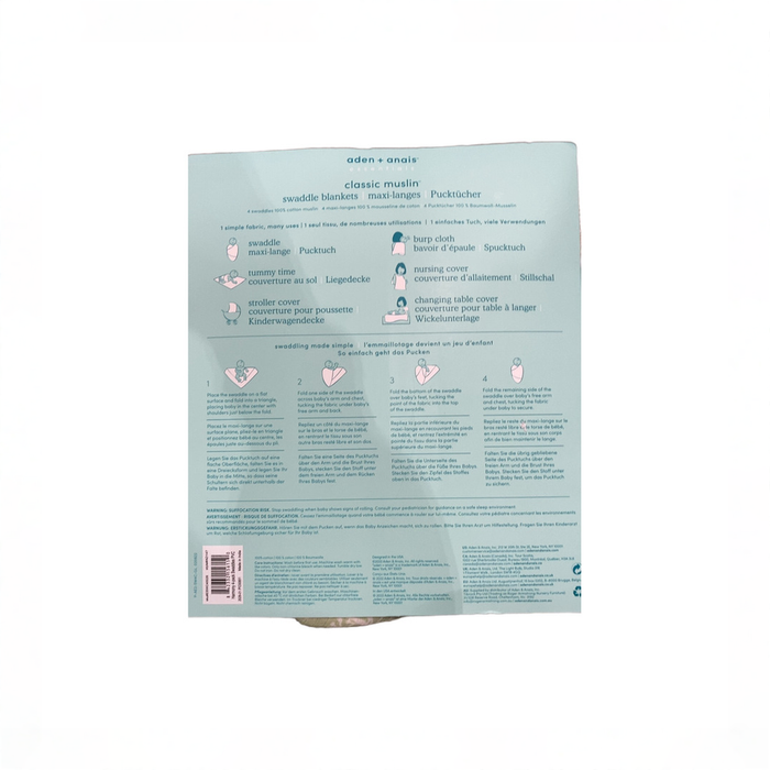 Shop Aden + Anais Cotton Muslin Swaddles Pack of 4, Harmony at GoodBuy Gear
