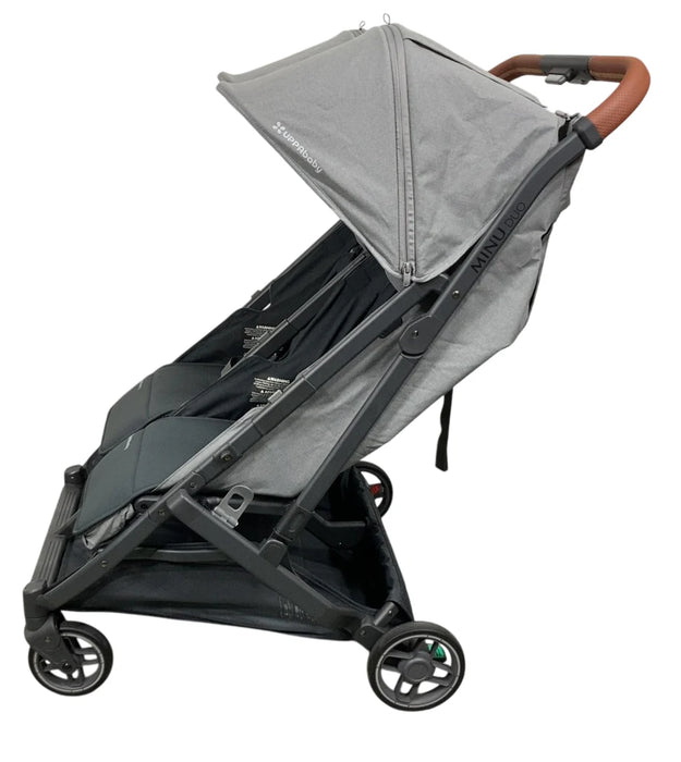 Shop UPPAbaby Minu Duo Stroller, 2024, Greyson(Charcoal Mélange/Carbon Frame/Saddle Leather) at GoodBuy Gear