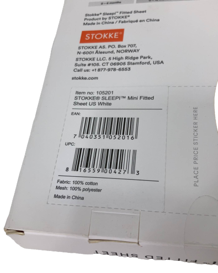 Stokke Sleepi Mini Fitted Sheet, White, V2