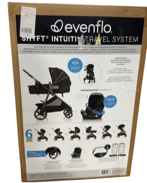 Shop Evenflo Shyft Intuiti+ Travel System with Revolve180 LiteMax NXT Rotational Infant Car Seat, 2025, Dubhan Black, Plus w/ Sensory Soothe at GoodBuy Gear