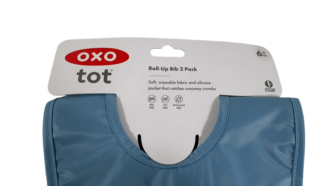 Shop OXO Tot Roll Up Bibs, 2 Pack, Gray and Navy at GoodBuy Gear