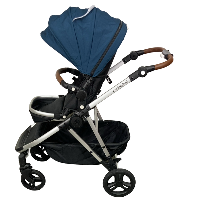 Shop Mockingbird Single to Double 2.0 Stroller, 2024, Sea, Silver With Penny Leather, Watercolor Drops at GoodBuy Gear