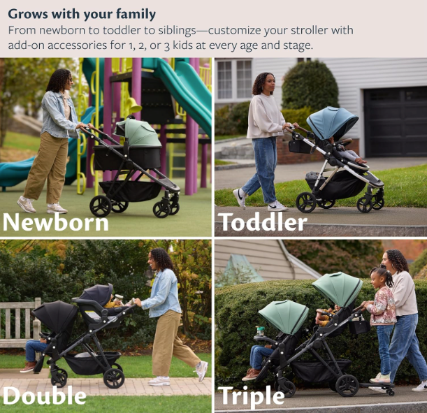 Shop Mockingbird Single to Double 3.0 Stroller, 2026, Black Windowpane, Charcoal with Penny Leather at GoodBuy Gear