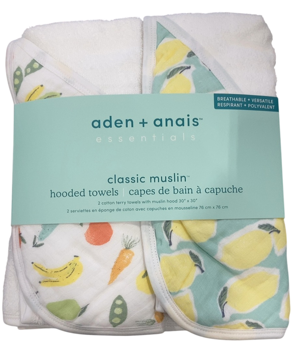 Shop Aden + Anais Essentials Cotton Muslin Hooded Towel, 2 Pack, Farm To Table at GoodBuy Gear
