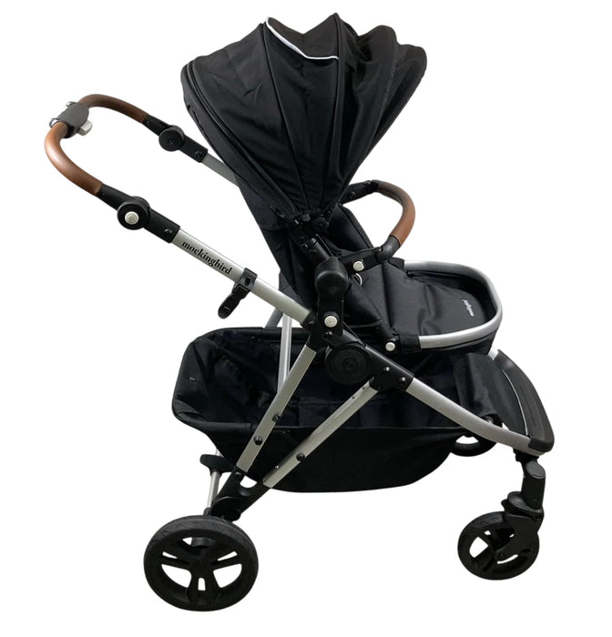 Mockingbird Single to Double 2.0 Stroller, 2025, Black, Silver With Black Leather, Watercolor Drops