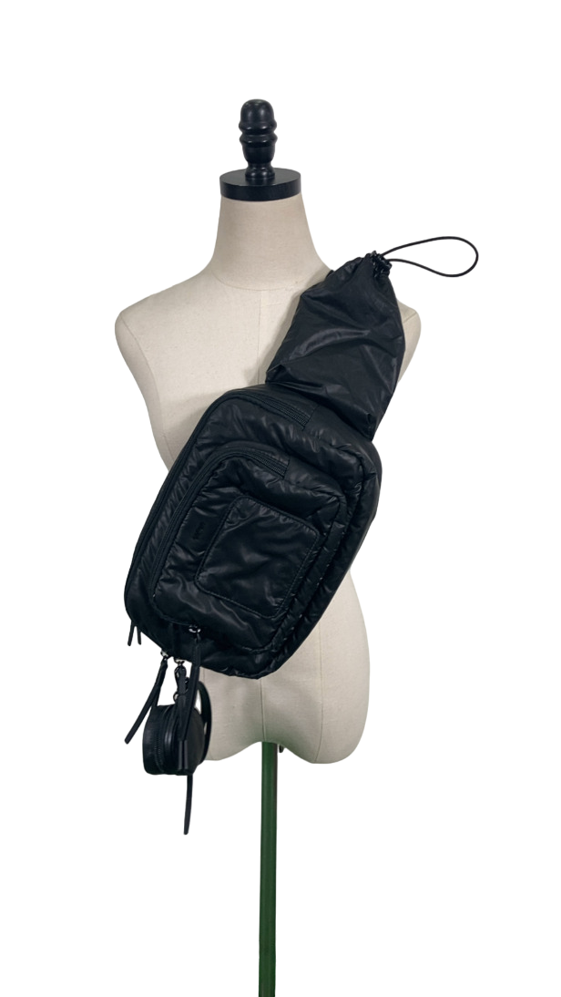 BNWT Caraa Baby Changing Sling Nylon Black Caraa Black Nylon Baby Diaper Changing Sling | Crate & Kids main image 3