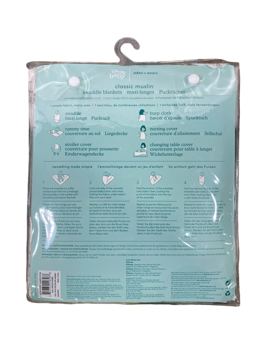 secondhand Aden + Anais Essentials Cotton Muslin Swaddle, 4pk, Winnie & Friends