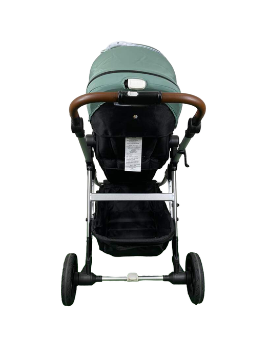 Mockingbird Single to Double Stroller, 2023, Silver with Penny Leather, Watercolor Drops, Sage