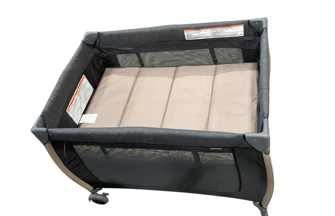 Shop Monbebe Play Yard with Full-Size Rocking Bassinet, Castle Point at GoodBuy Gear